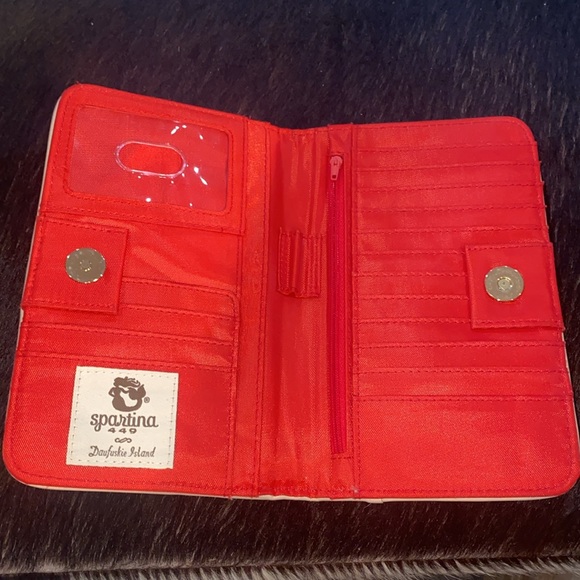 Spartina 449 Snap Wallet Northeastern Harbors Map W 2 zips, 15 card slots EUC - Picture 10 of 14